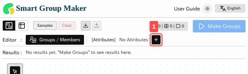 Screenshot showing the add button to add a new attribute in Canvas Mode.