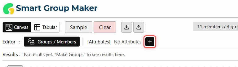 The canvas control panel for performing Step 2, 'Add an Attribute,' indicating the location of the 'Add New Attribute' button to the right of the [Attributes] section.